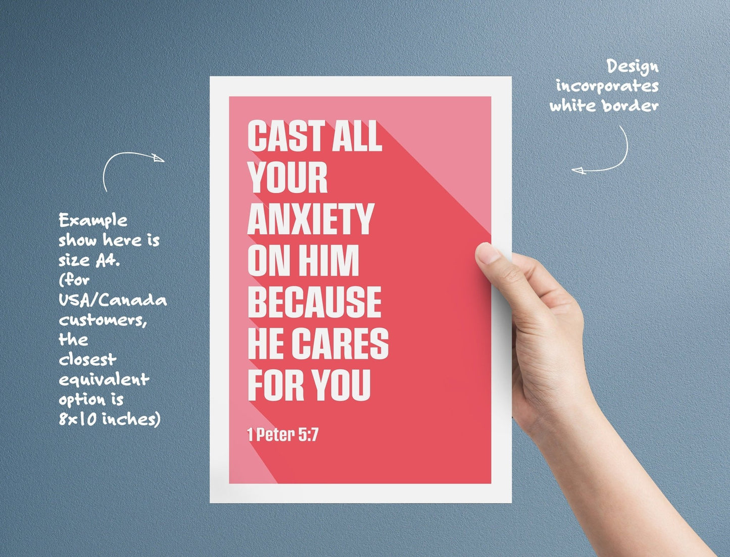 1 Peter 5:7 poster, 'Cast all your anxiety on him', Christian wall art, bible print. - The Christian Poster Company