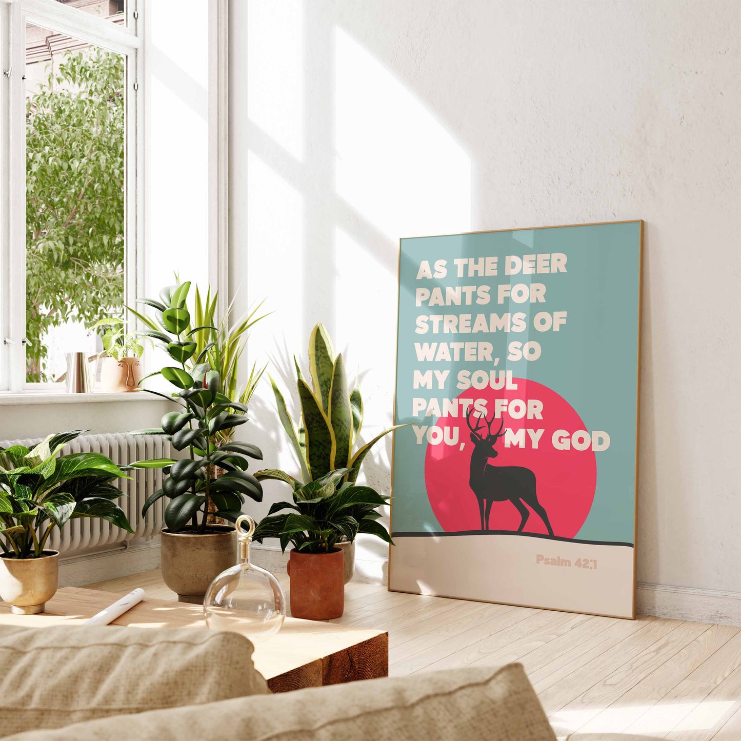 As the deer pants for streams of water. Psalm 41 verse 1 poster