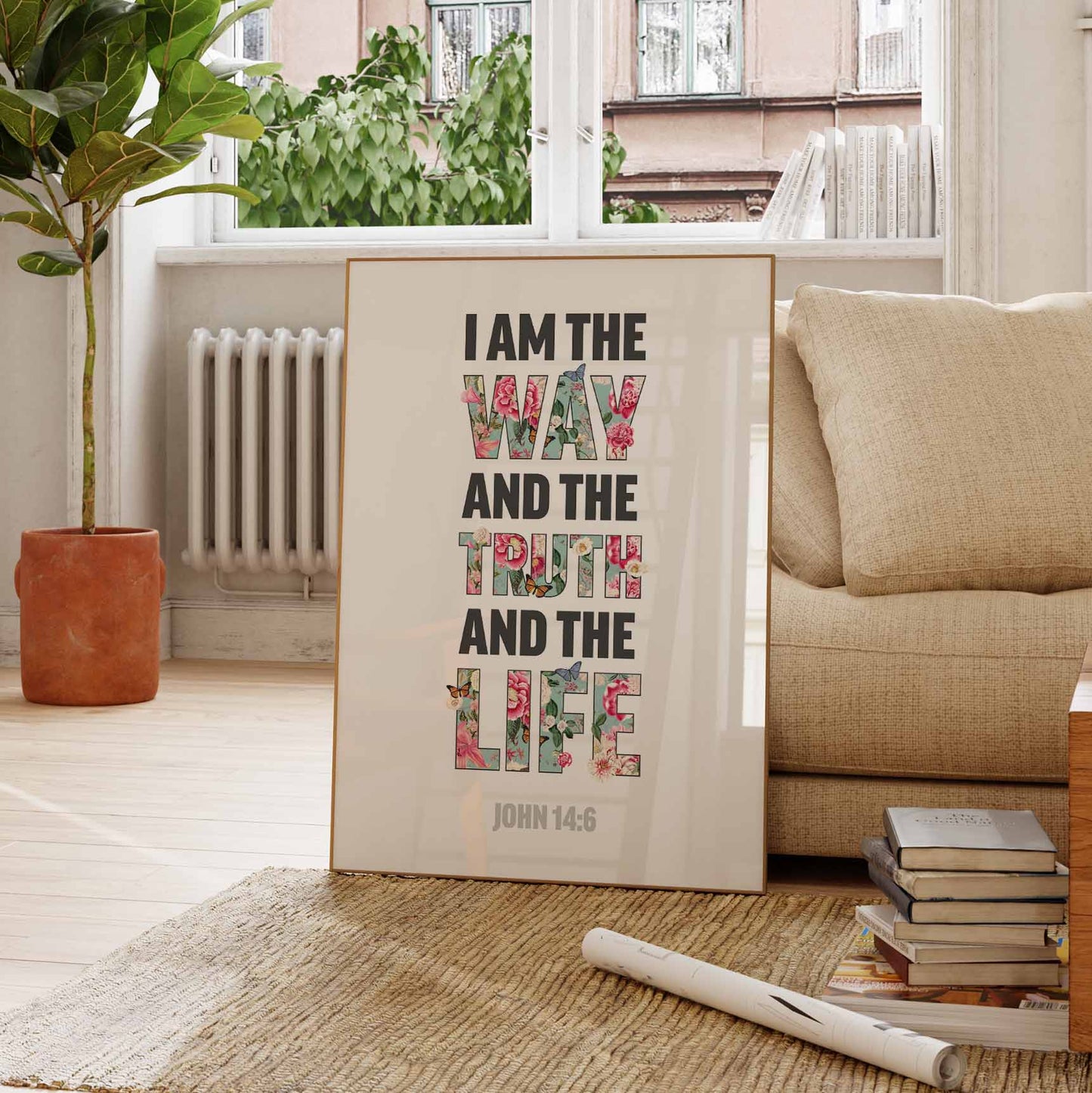 I am the way, and the truth and the life, John 14 verse 6, Christian poster, Bible Wall art