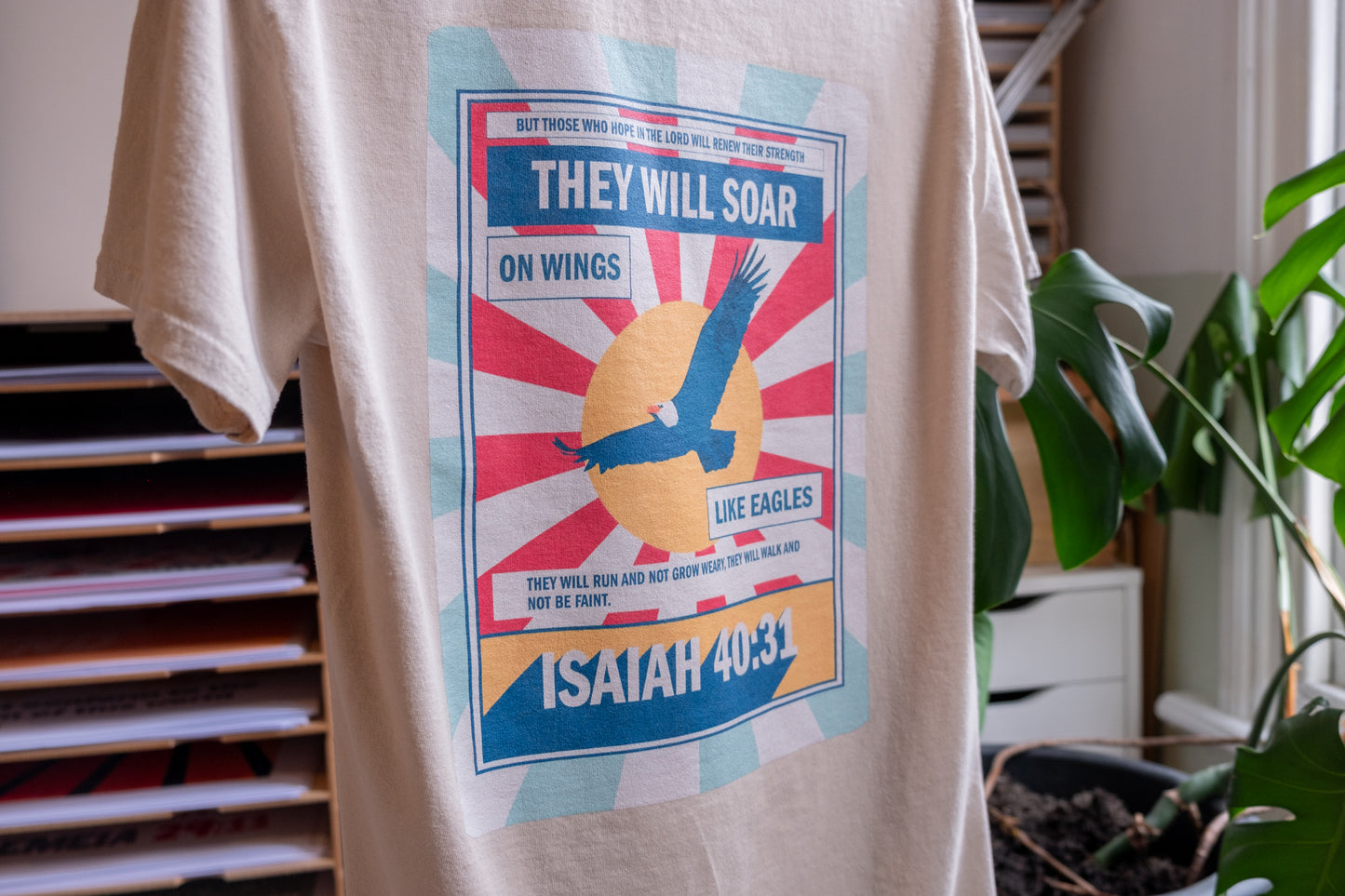 Back printed Isaiah 40 t shirt. Unisex Crewneck cotton