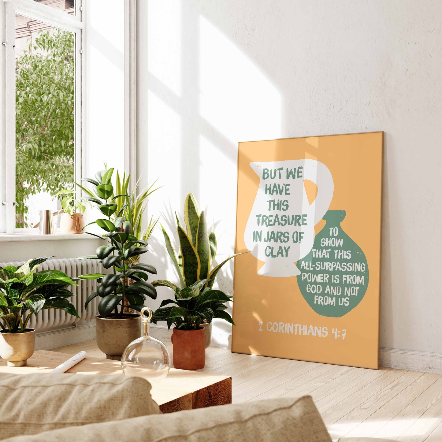 We Have This Treasure In Jars of Clay - 2 Corinthians 4 verse 7. Christian Poster.