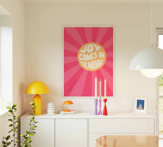 Joy comes in the morning poster. Psalm 30 verse 5