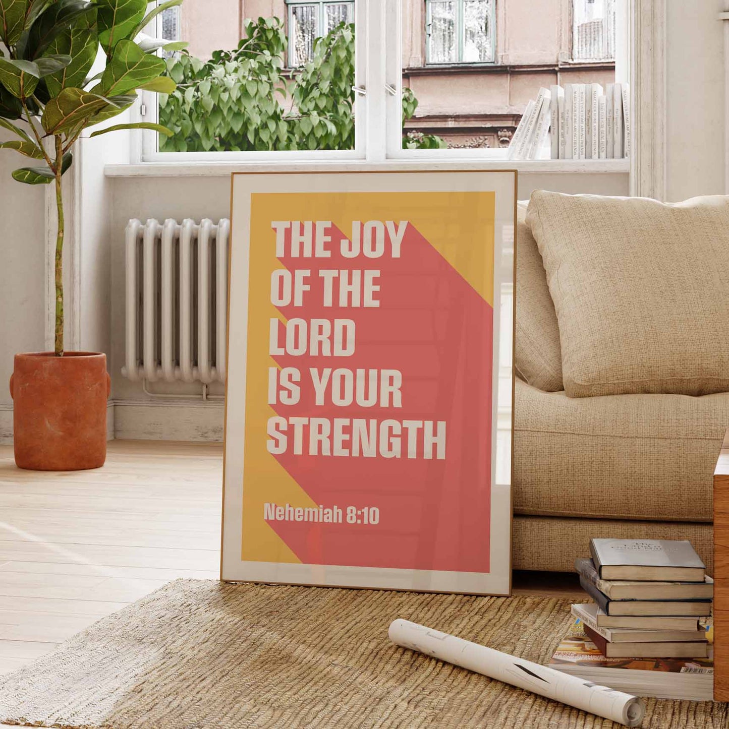 Nehemiah 8 verse 10 poster, The joy of the Lord is your strength Christian wall art, bible verse art, for homes, for churches, for gifts