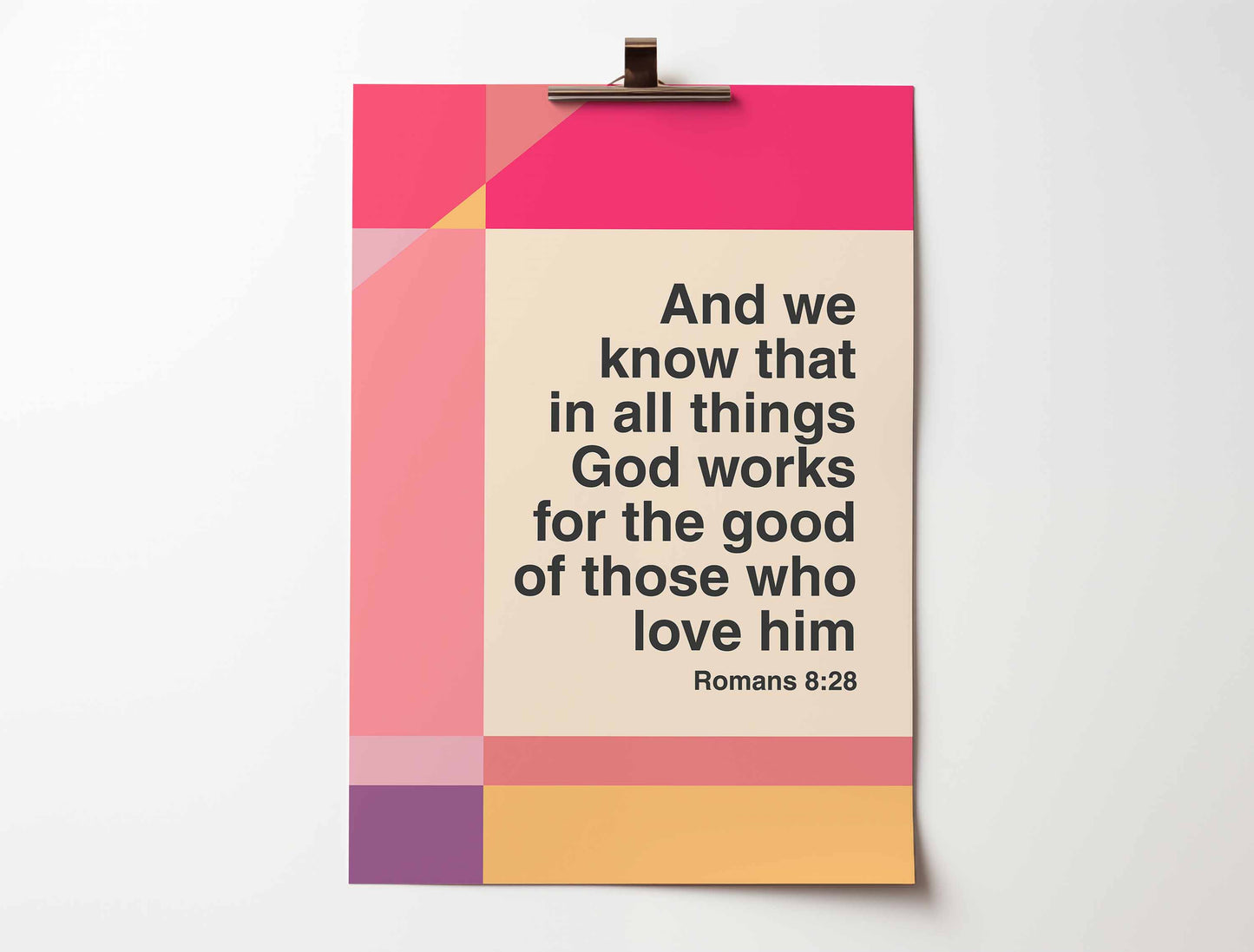 Romans 8 verse 28. A4 (end of line colour variation)