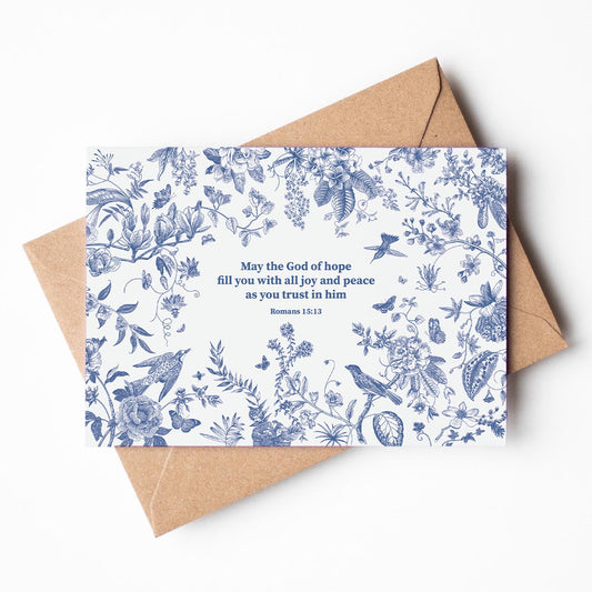 Set of 8 Bible verse Notecards. Romans 15 v 13. May the God of all hope with you with joy and peace."
