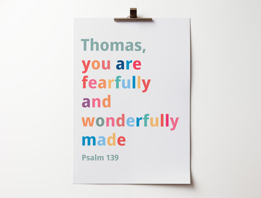 Personalised Fearfully and wonderfully made poster.