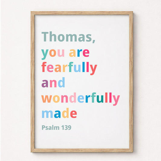 Personalised posters. Psalm 139. Fearfully and wonderfully made.