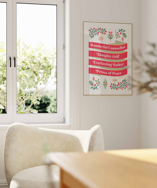 Wonderful counsellor, Almighty God poster (Isaiah 9 verse 6)
