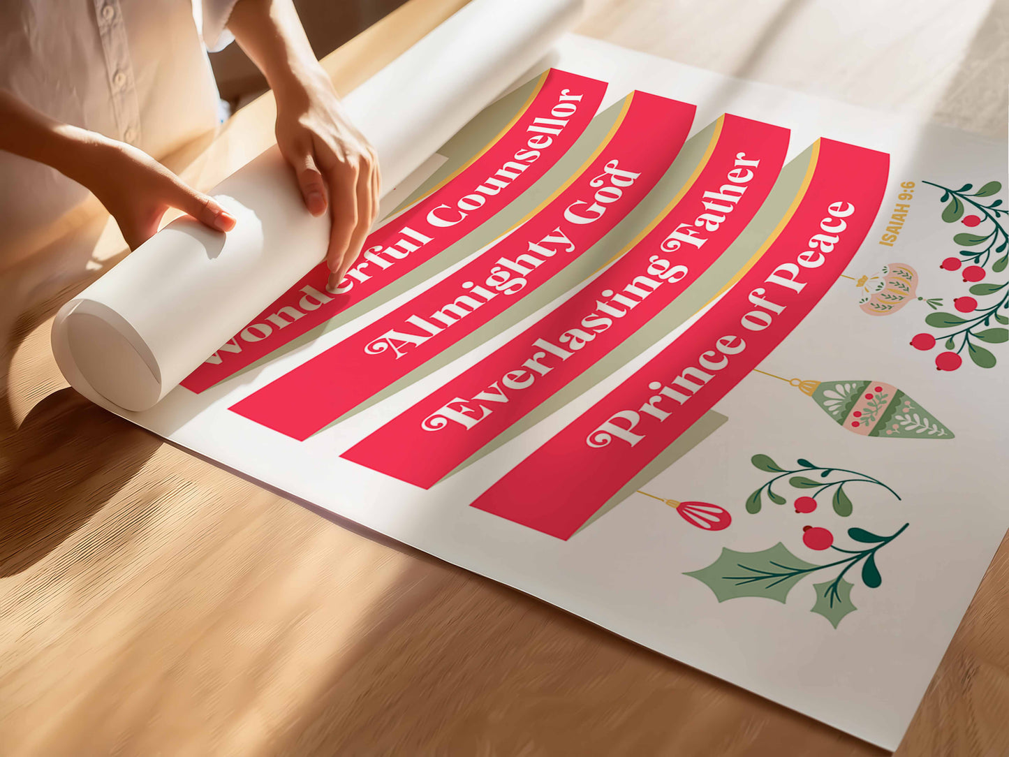 Wonderful counsellor, Almighty God poster (Isaiah 9 verse 6)
