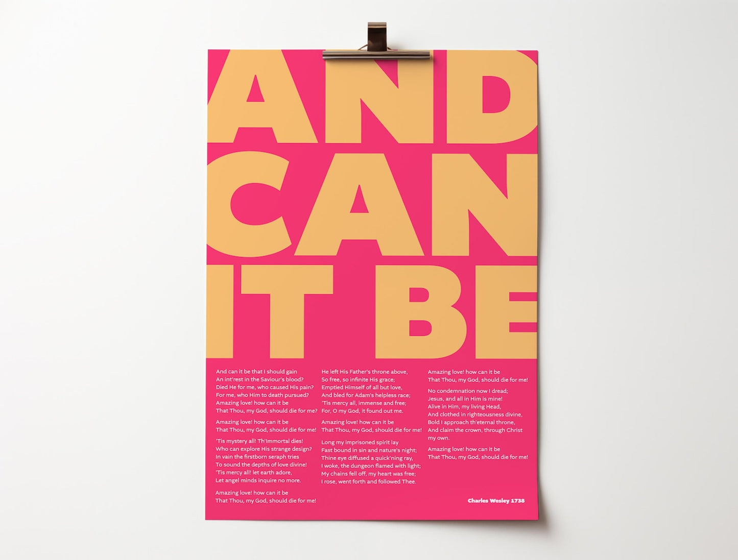 And can it be. Modern typographical Chrisitan hymn poster/print - The Christian Poster Company