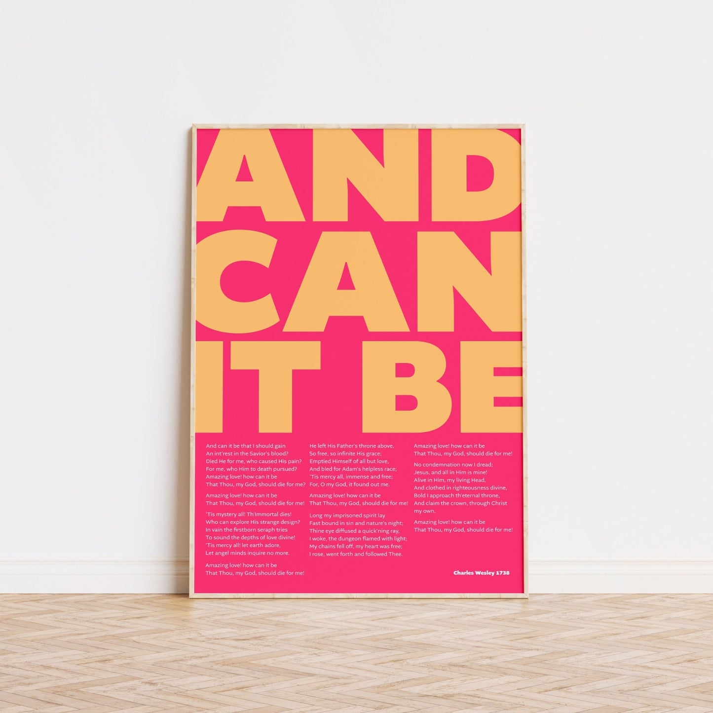 And can it be. Modern typographical Christian hymn poster. - The Christian Poster Company