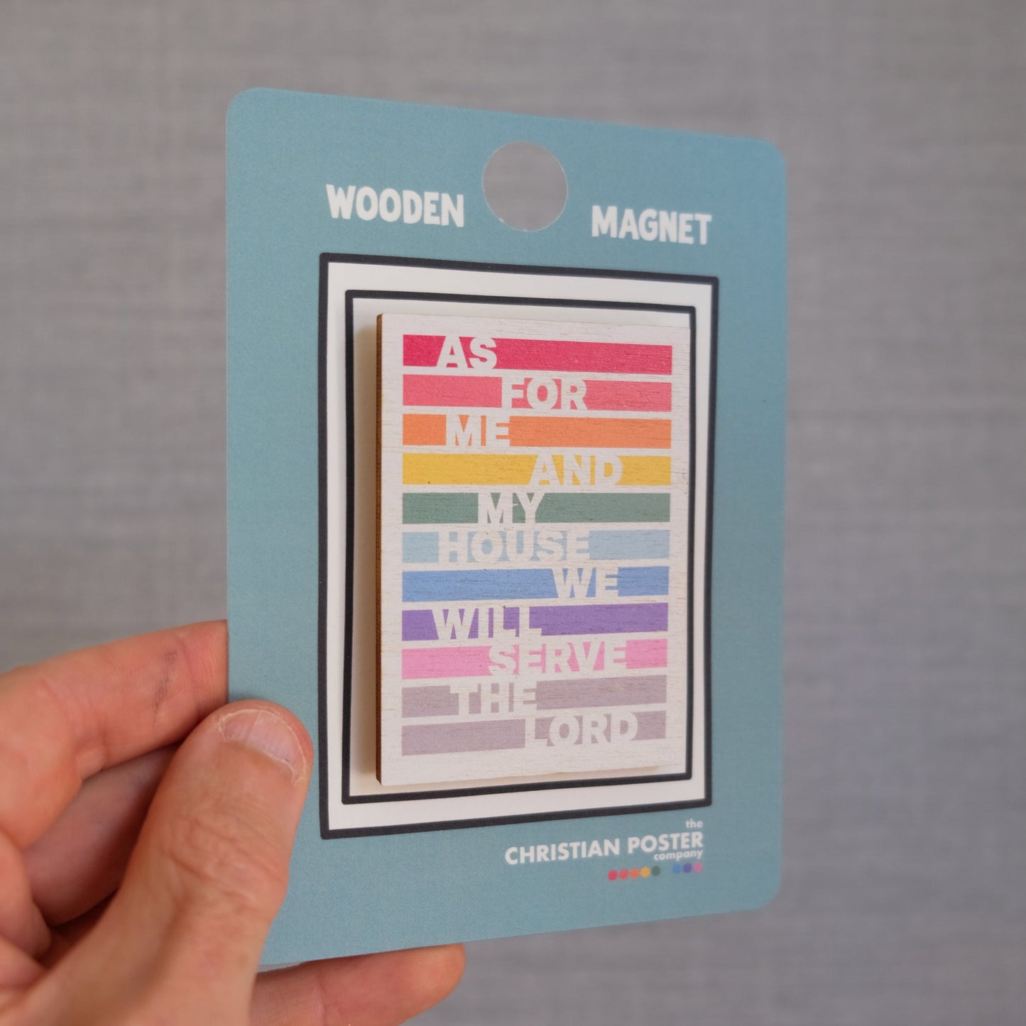 Colourful rainbow Christian magnet Joshua 24:15 verse