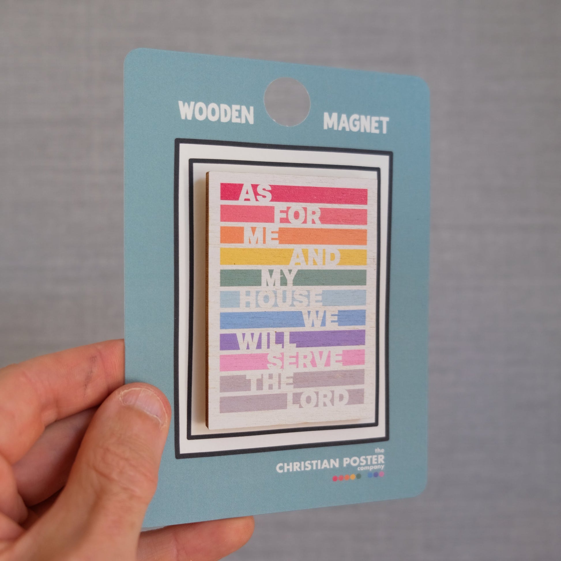 Colourful rainbow Christian magnet Joshua 24:15 verse