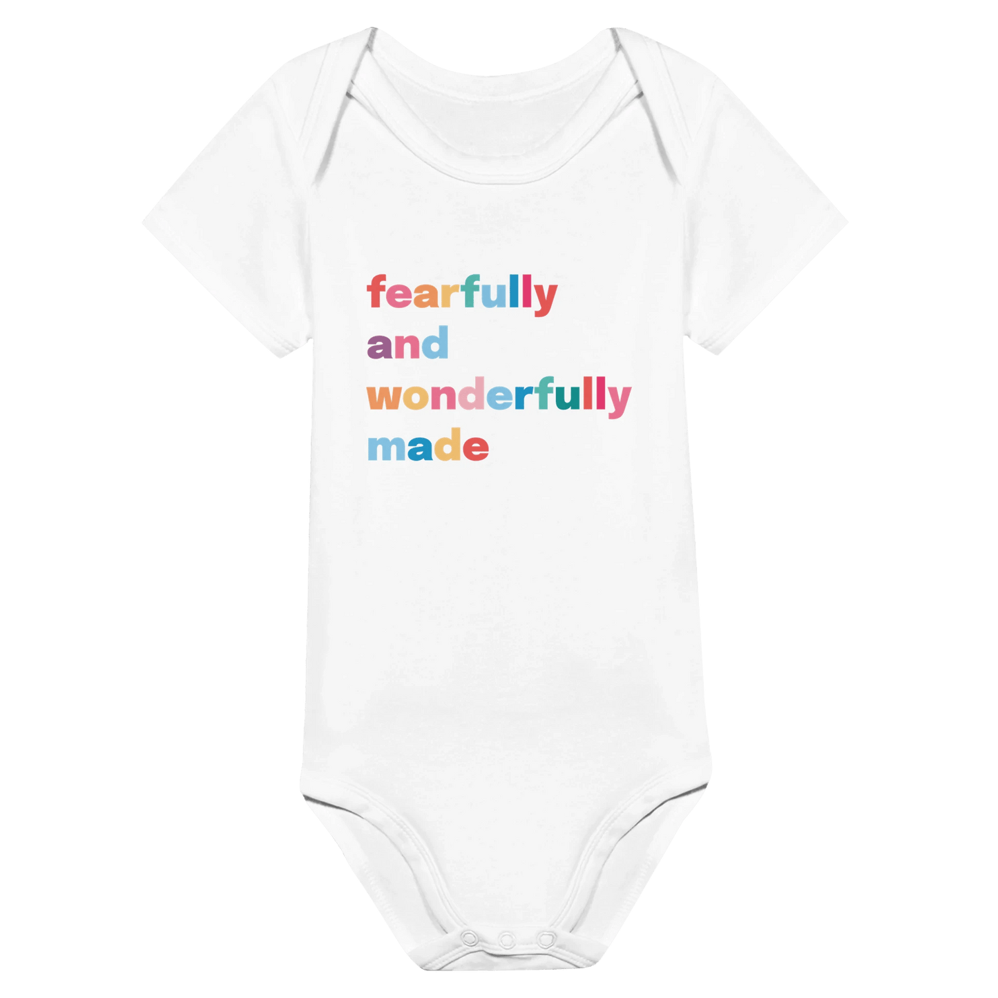 Fearfully and wonderfully made babygrow. Short sleeved - The Christian Poster Company