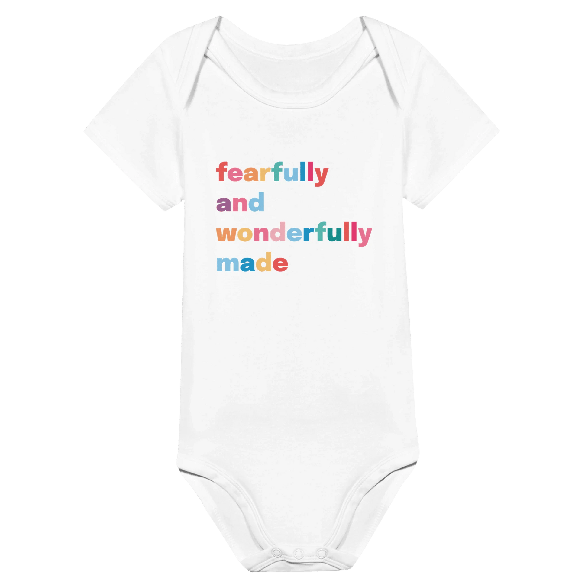 Fearfully and wonderfully made babygrow. Short sleeved - The Christian Poster Company