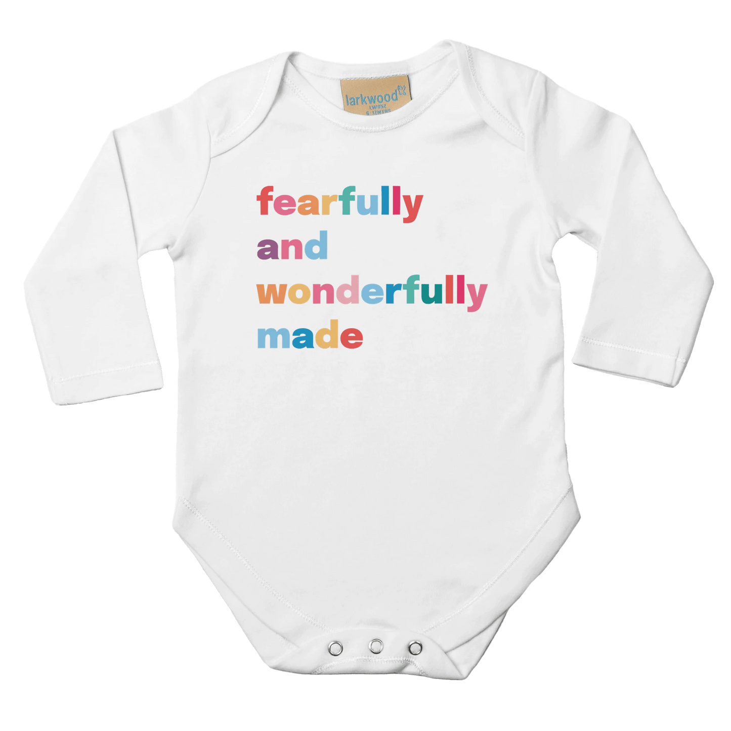 Fearfully made babygrow. Long sleeved. - The Christian Poster Company