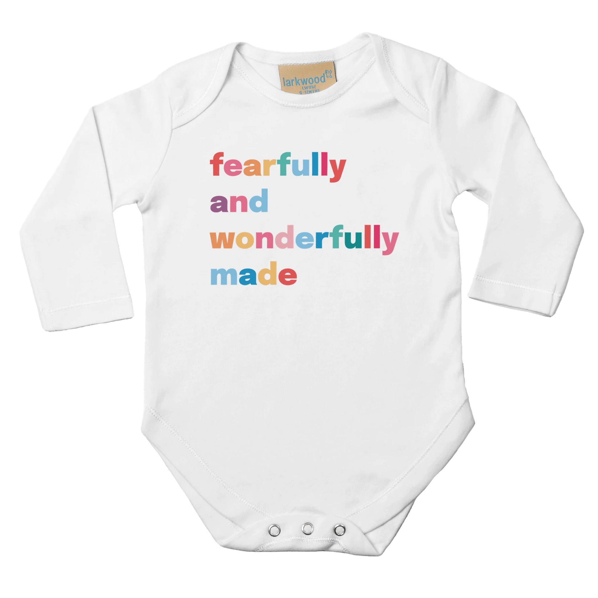 Fearfully made babygrow. Long sleeved. - The Christian Poster Company