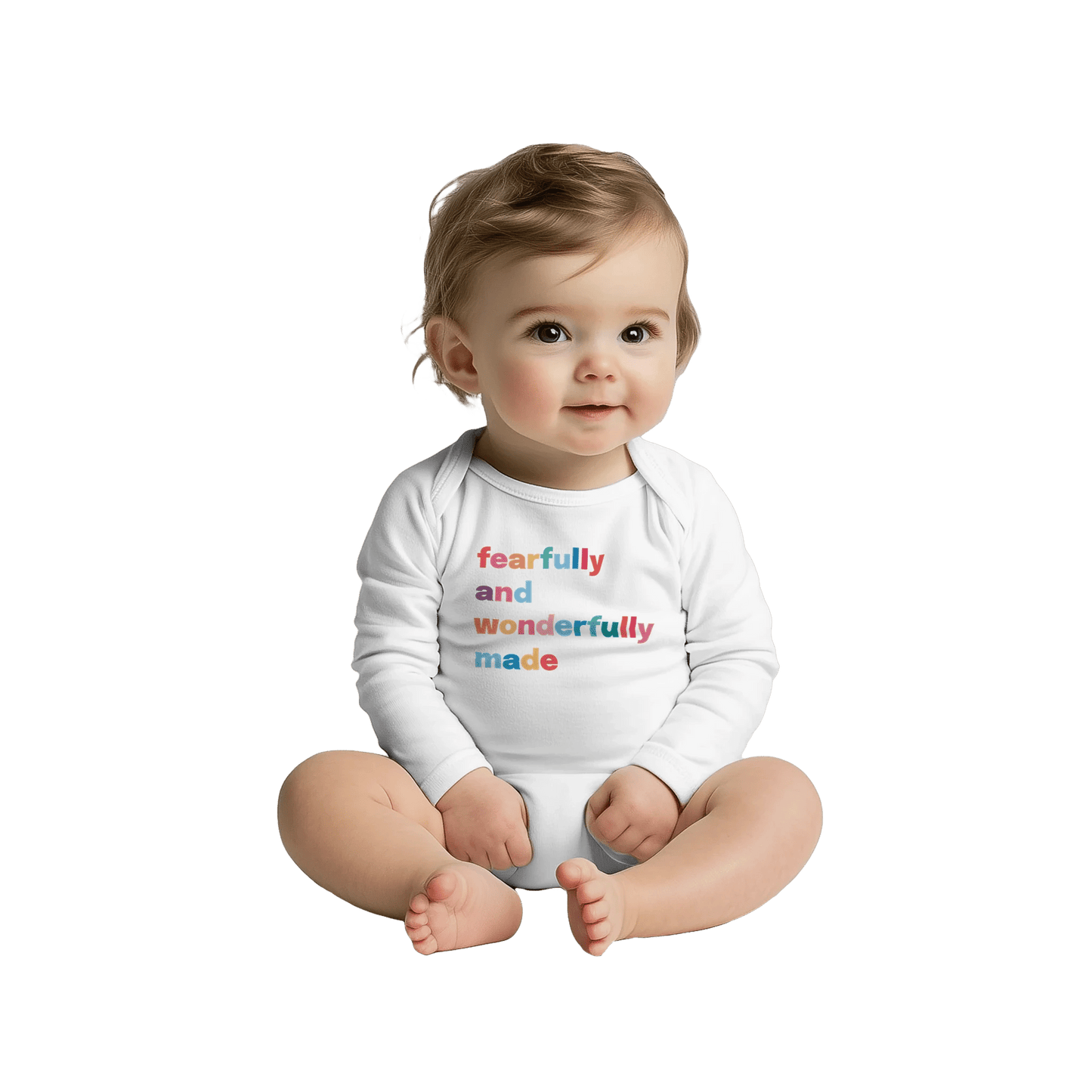 Fearfully made babygrow. Long sleeved. - The Christian Poster Company