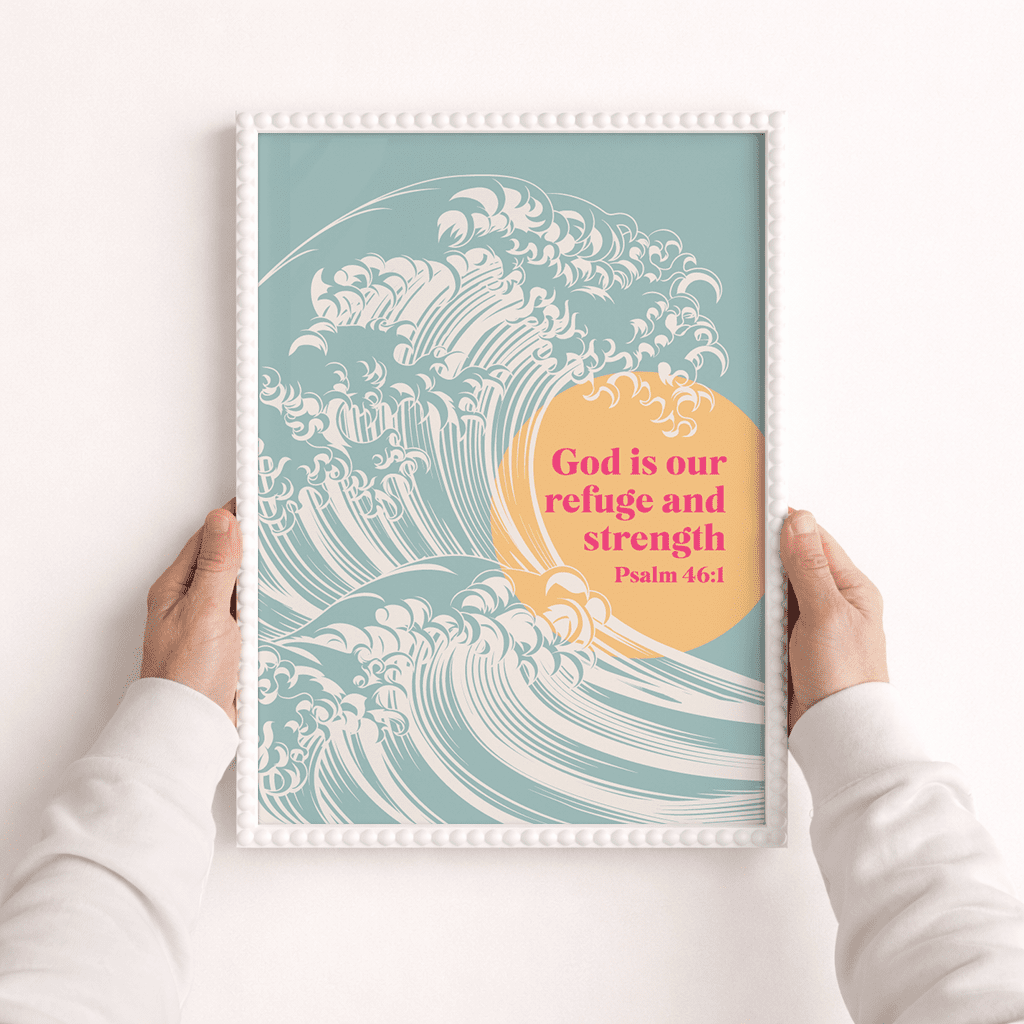 God is our refuge and strength A3 framed poster - The Christian Poster Company