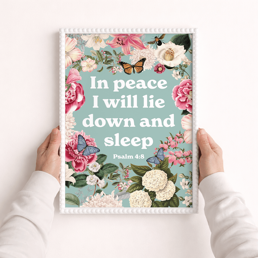 In peace I will lie down and sleep A3 framed poster - The Christian Poster Company