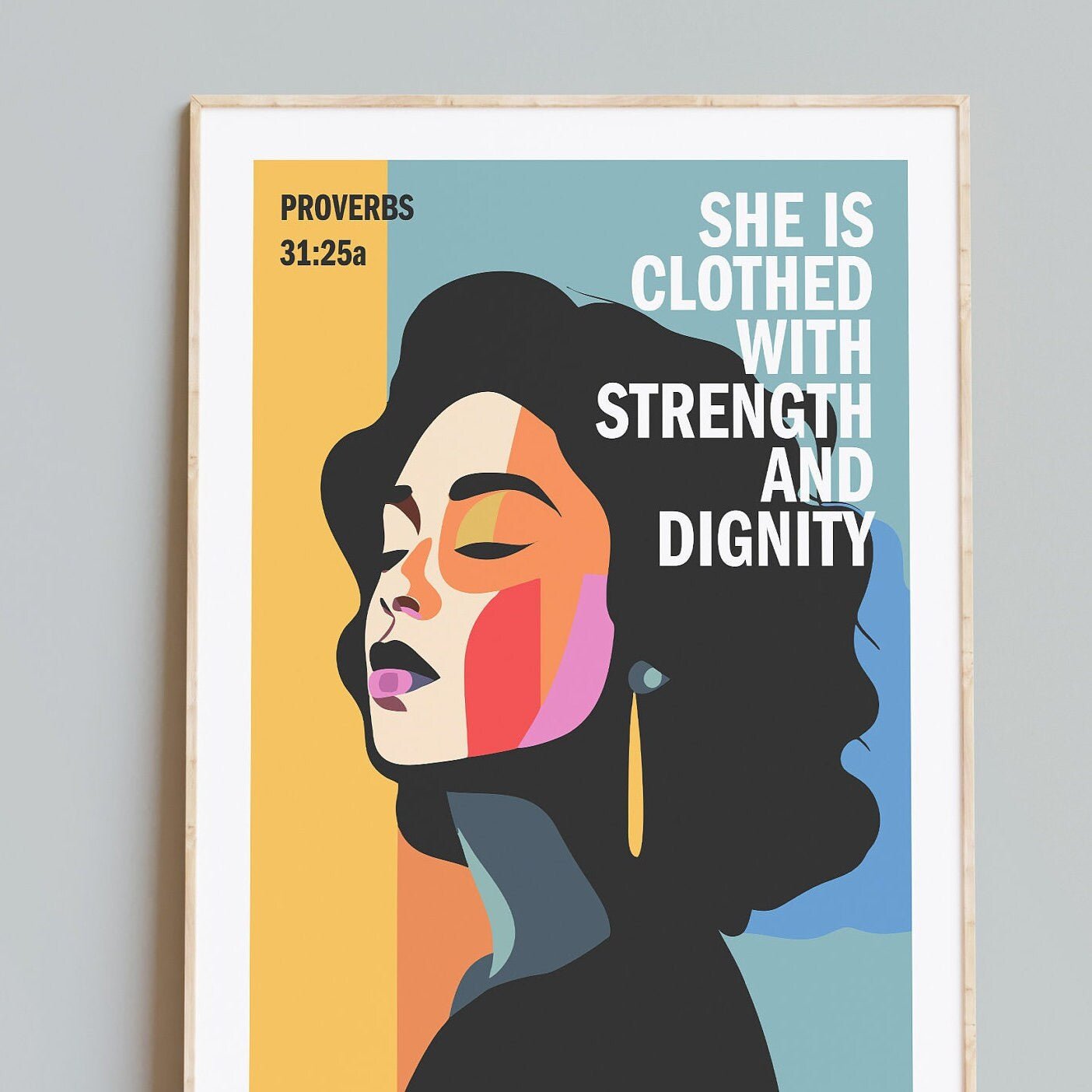 Proverbs 31 poster. She is clothed with strength and dignity. - The Christian Poster Company