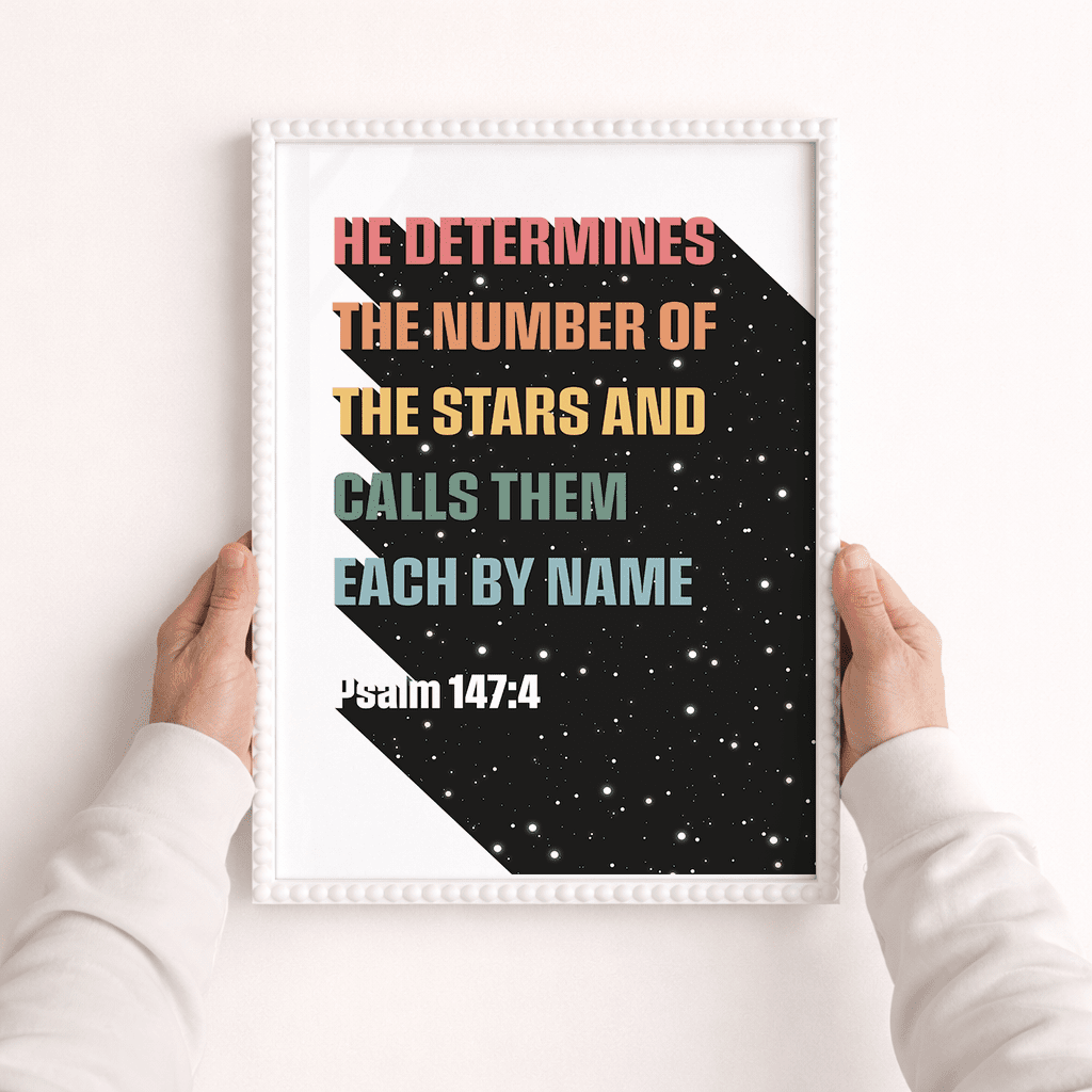 Psalm 147 He determines the stars A3 framed poster - The Christian Poster Company