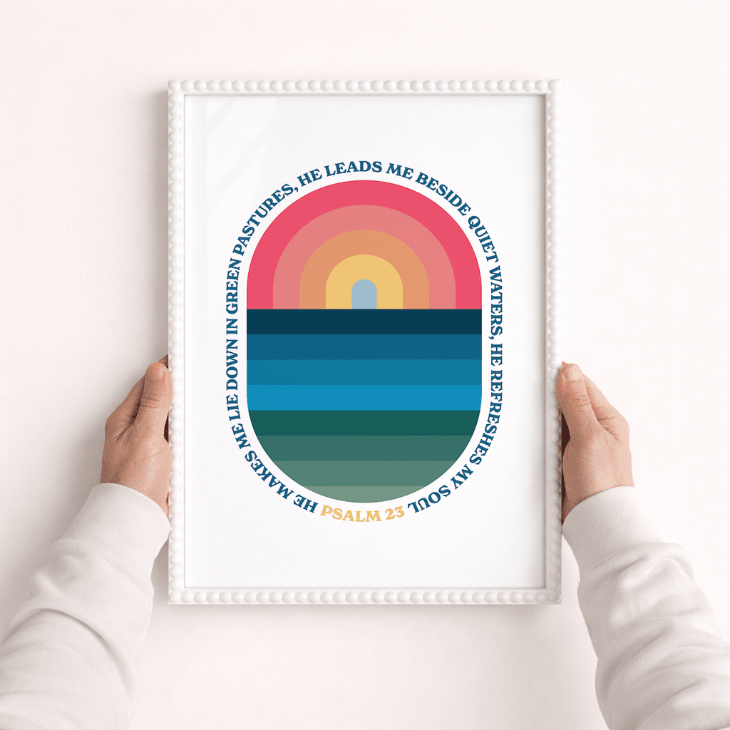 Psalm 23 He refreshes my soul A3 framed poster - The Christian Poster Company