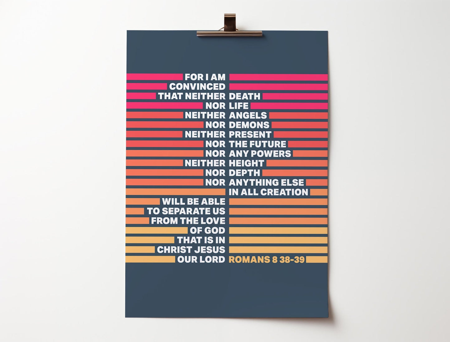 Romans 8 v 38 - 39 poster. Modern Christian wall art. - The Christian Poster Company