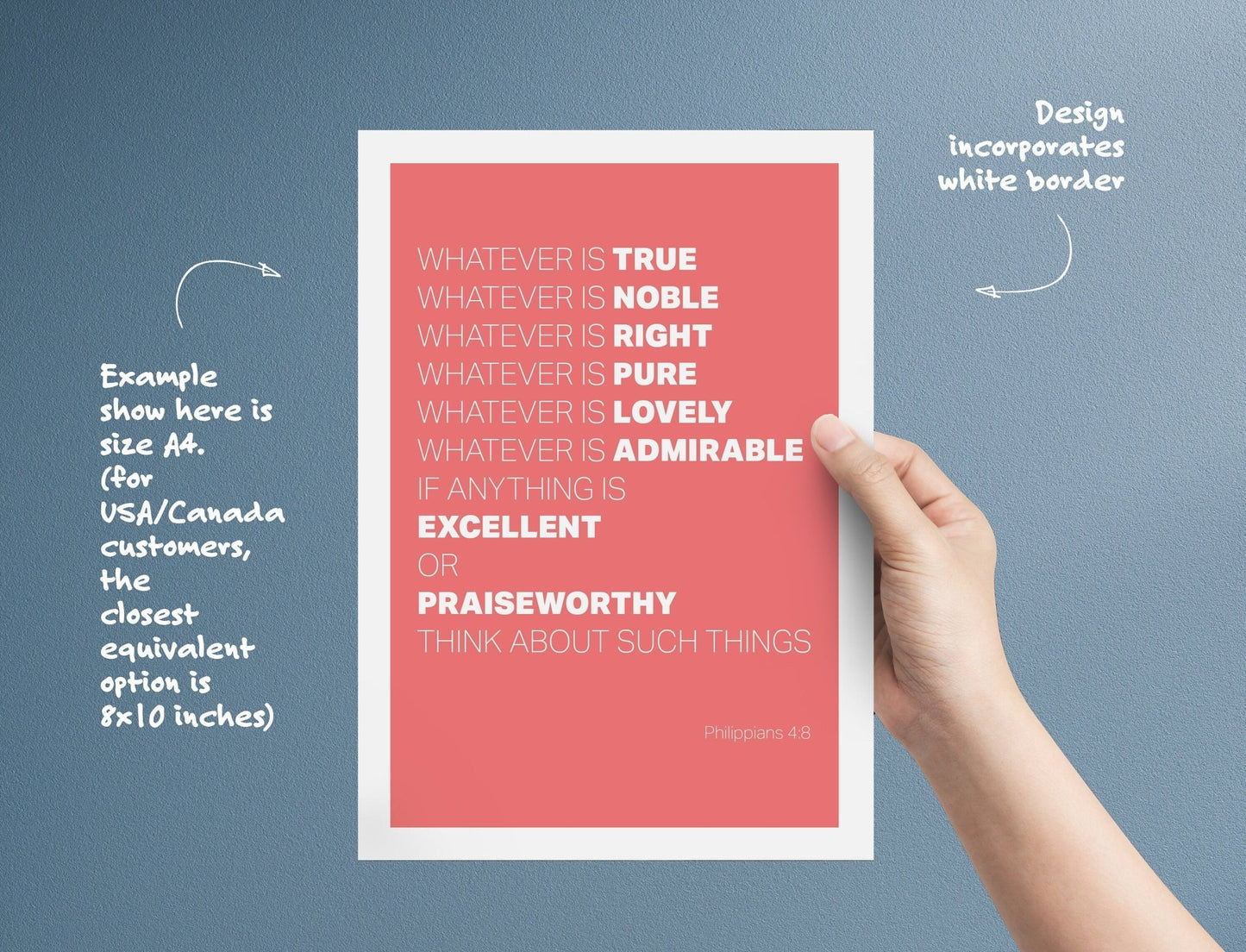 Whatever is True... Christian poster. Philippians 4 verse 8 print. - The Christian Poster Company