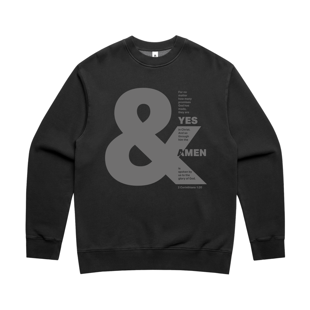 Yes and Amen sweater. Unisex. Faded black - The Christian Poster Company