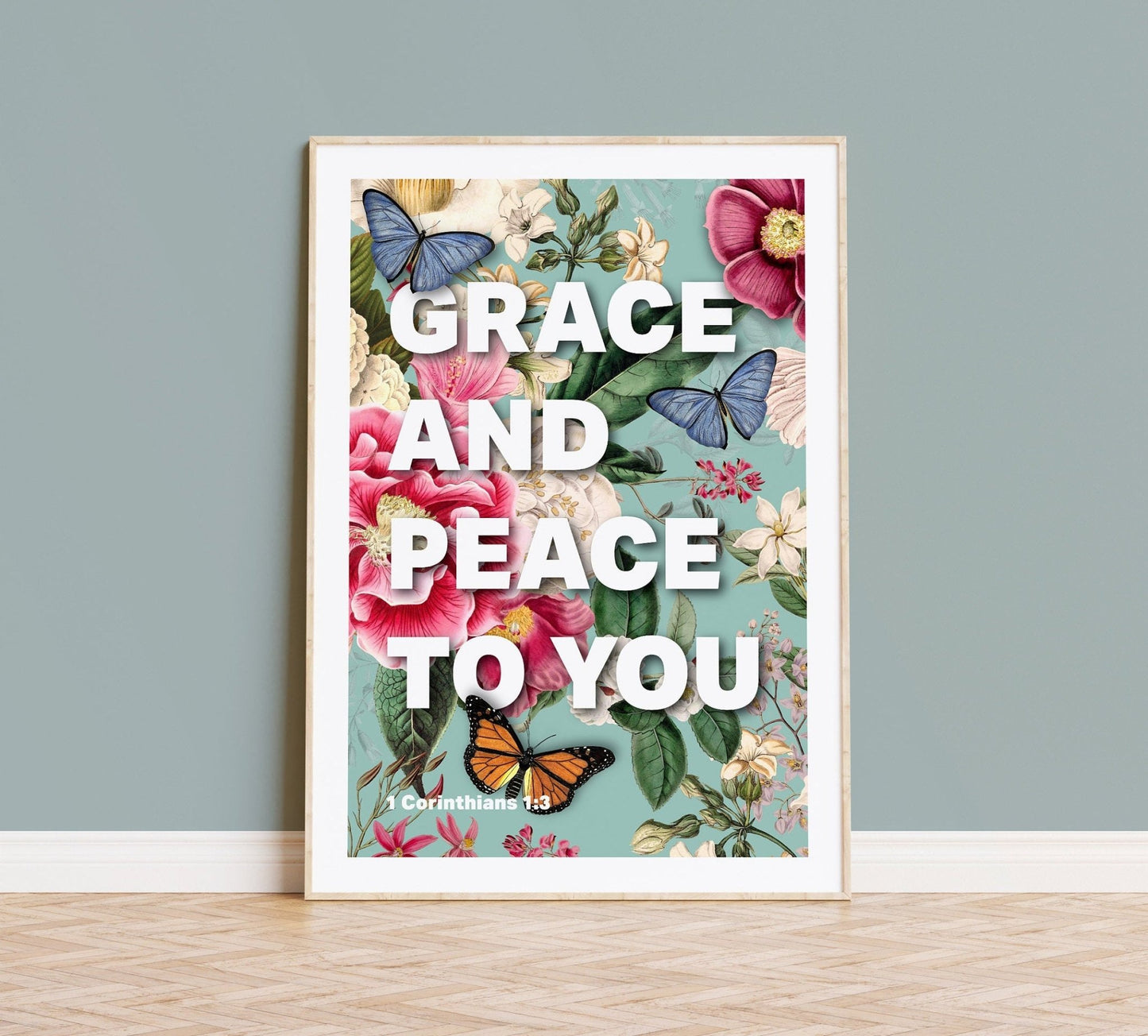 Grace and Peace poster, 1 Corinthians 1 verse 3, bible wall art, Christian print - The Christian Poster Company