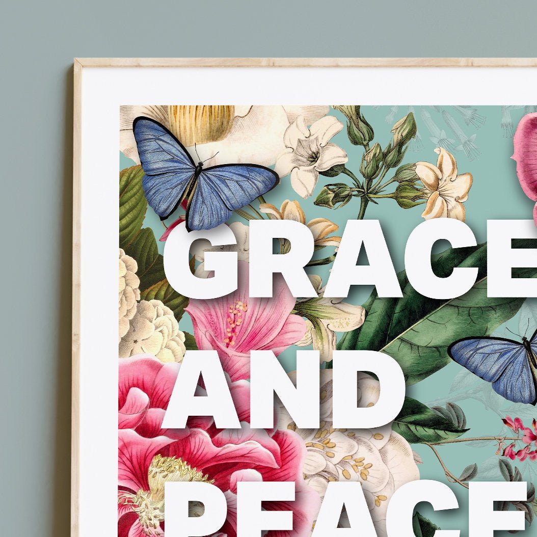 Grace and Peace poster, 1 Corinthians 1 verse 3, bible wall art, Christian print - The Christian Poster Company