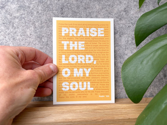 Set of Christian postcards. 'Praise the Lord o my soul' Psalm 103 - The Christian Poster Company
