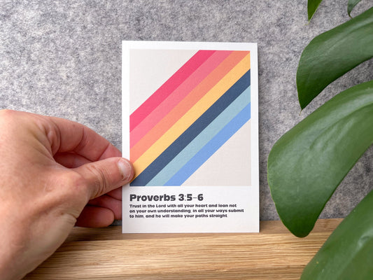 Set of Christian Postcards. Proverbs 3 verses 5 to 6. Trust in the Lord with all your heart and lean not on your own understanding. - The Christian Poster Company