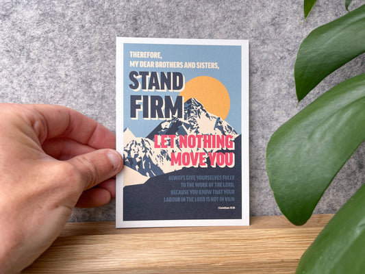 Set of Christian Postcards. 'Stand firm..." - 1 Corinthians 15 verse 58 - The Christian Poster Company