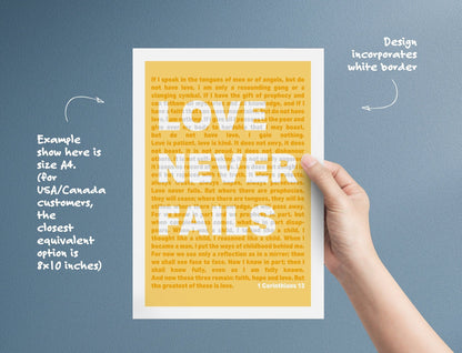 1 Corinthians 13 | Love Never Fails - The Christian Poster Company