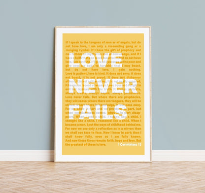 1 Corinthians 13 | Love Never Fails - The Christian Poster Company
