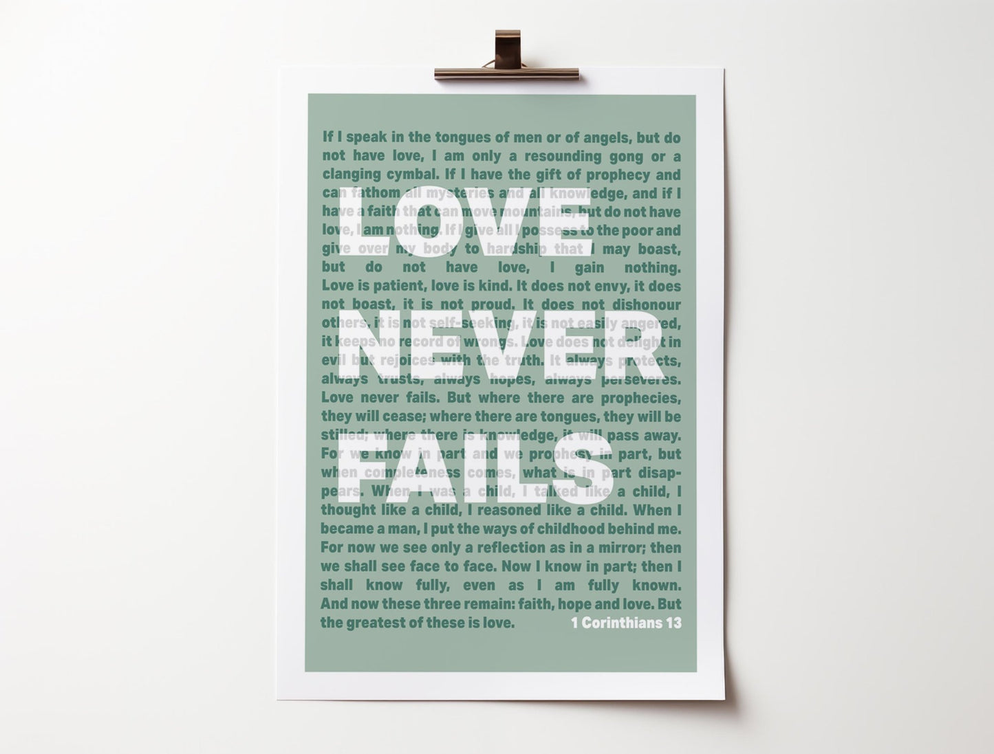 1 Corinthians 13 | Love Never Fails - The Christian Poster Company