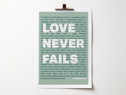 1 Corinthians 13 | Love Never Fails - The Christian Poster Company