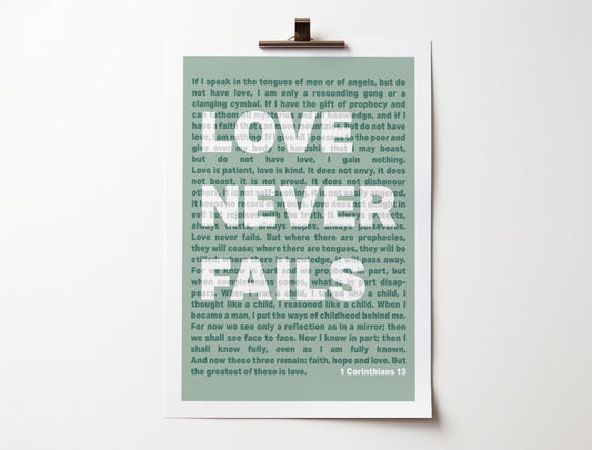 1 Corinthians 13 | Love Never Fails - The Christian Poster Company