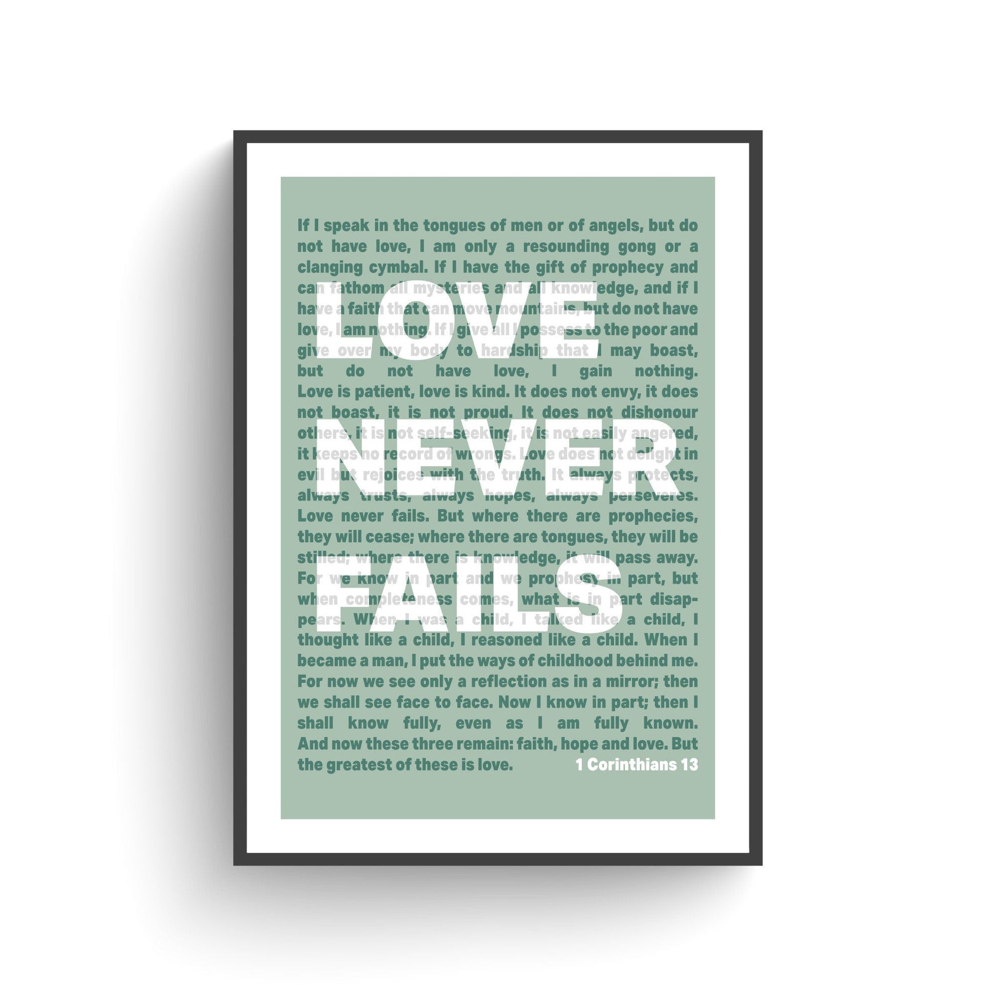 1 Corinthians 13 | Love Never Fails - The Christian Poster Company