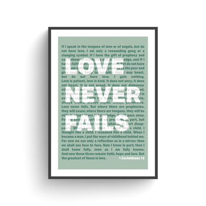 1 Corinthians 13 | Love Never Fails - The Christian Poster Company
