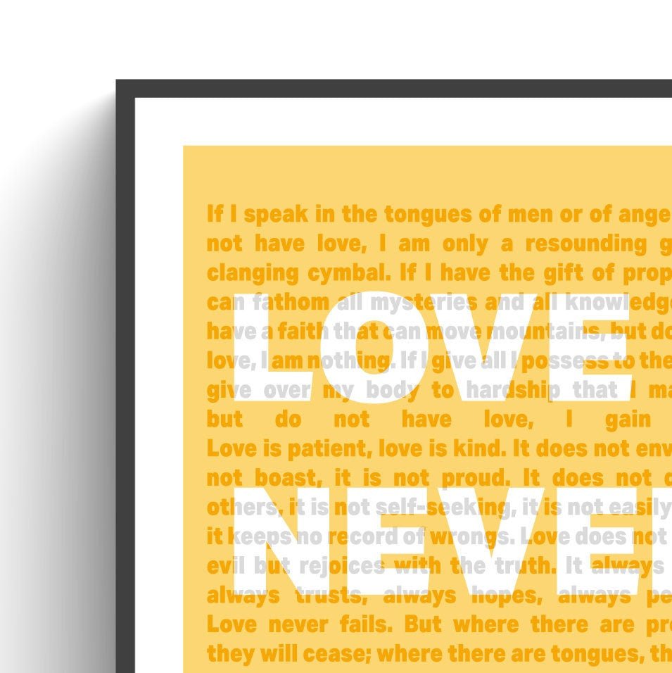 1 Corinthians 13 | Love Never Fails - The Christian Poster Company