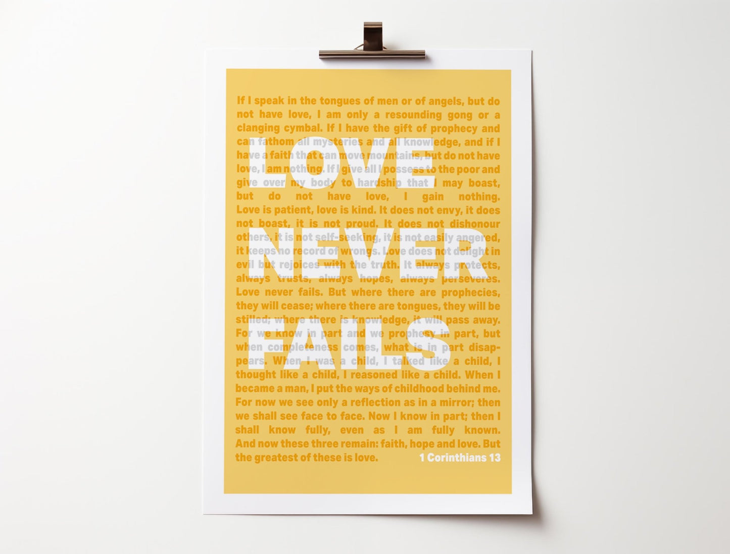 1 Corinthians 13 poster. Love Never Fails. - The Christian Poster Company