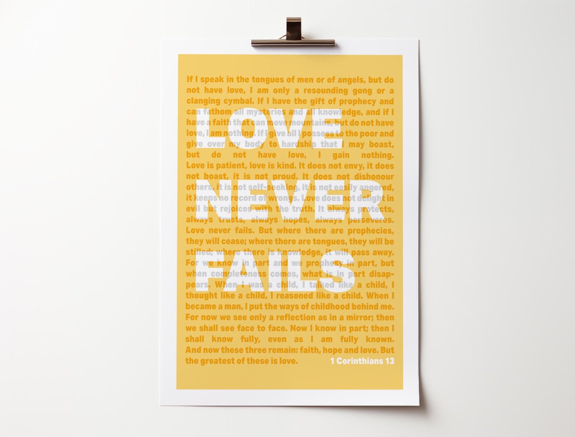 1 Corinthians 13 poster. Love Never Fails. - The Christian Poster Company
