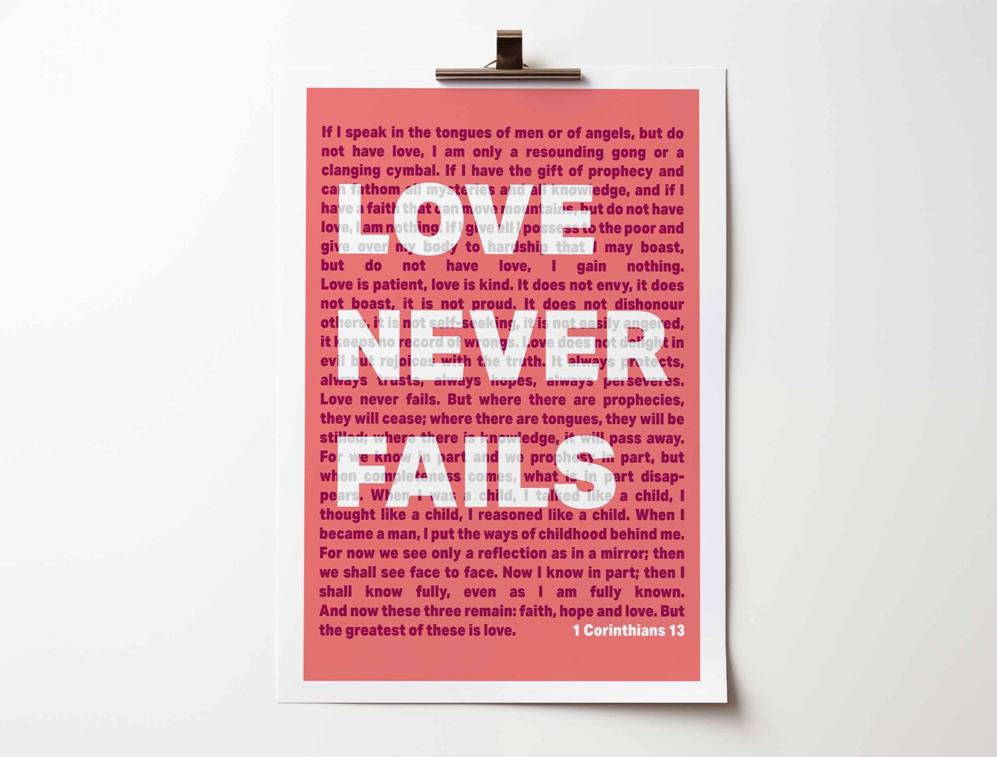 1 Corinthians 13 poster. Love Never Fails. - The Christian Poster Company