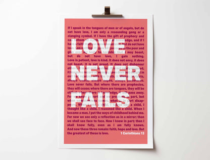 1 Corinthians 13 poster. Love Never Fails. - The Christian Poster Company