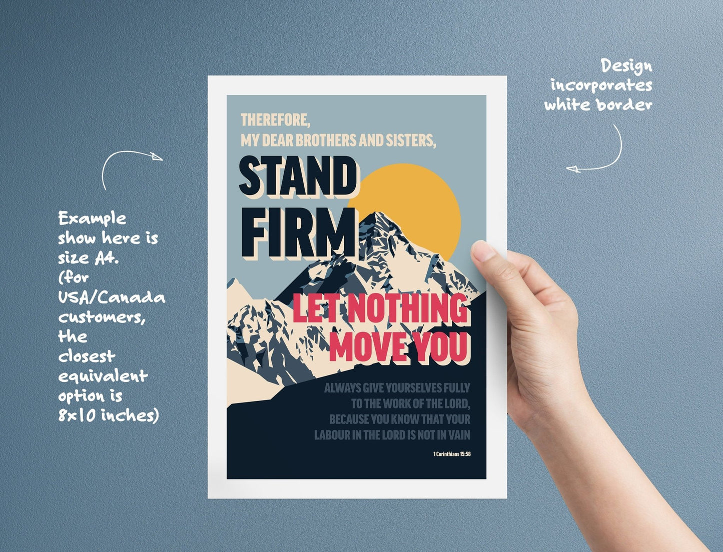 1 Corinthians 15 verse 58 poster. 'Stand Firm'. - The Christian Poster Company