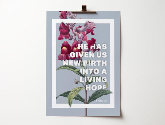1 Peter 1 verse 3 poster. Final copies - end of line - The Christian Poster Company