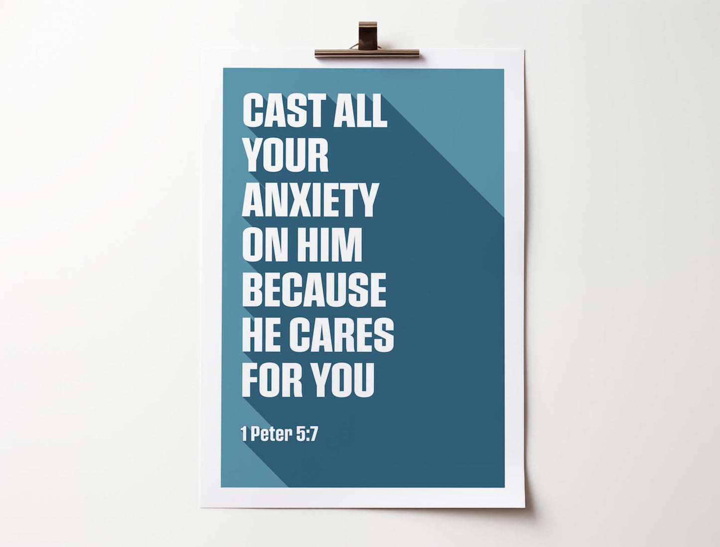 1 Peter 5:7 poster. 'Cast all your anxiety on him'. - The Christian Poster Company